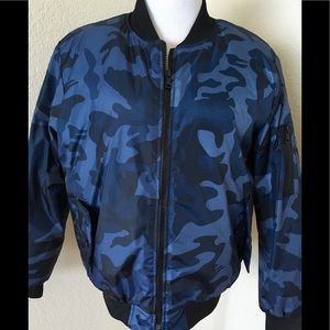 Puffer Jacket Varsity Style Jacket Camo blue  black jacket urban jacket